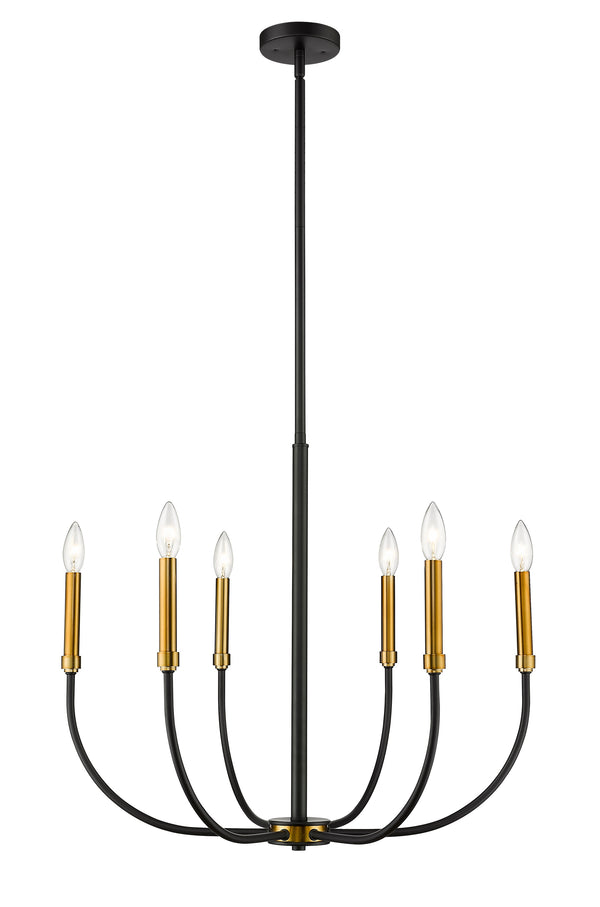 Haylie 6 Light Chandelier in Matte Black + Olde Brass Finish