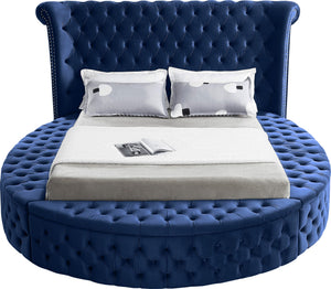Lorena King Bed In Navy Velvet