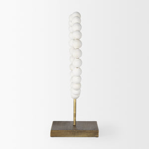 Pontchartrain II (Large) 11L x 6W White Beaded Broken Sphere Decorative Object W/ Gold Base