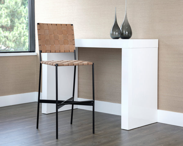 OMARI BARSTOOL - SUEDE LIGHT TAN LEATHER