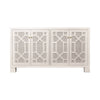 FOUR DOOR BUFFET WITH TRELLIS OVER PAINTED CANE DOORS IN MATTE WHITE LACQUER