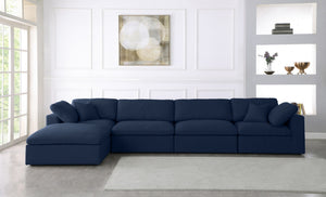 Carmen Cloud Modular Sectional In Navy Linen Fabric