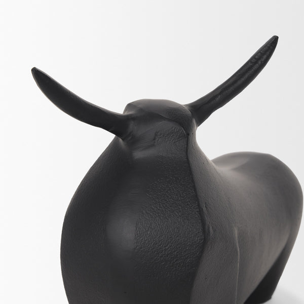 Radu Large Matte Black Metal Bull Decorative Object