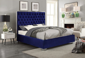 Priscilla Queen Bed In Navy Velvet