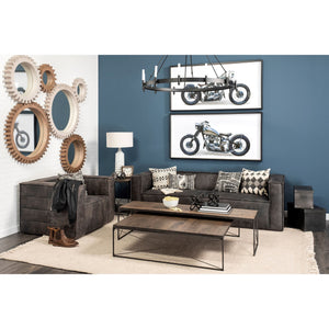 Trestman II 24" x 22.5" Square Top Medium Brown Wood and Iron Cross Braced End/Side Table
