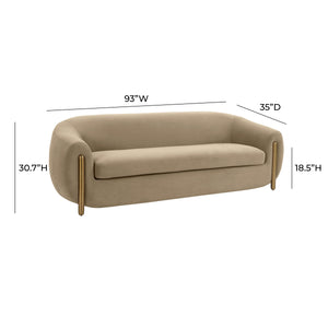 Lina Cafe Au Lait Brown Velvet Sofa