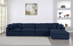 Carmen Cloud Modular Sectional In Navy Linen Fabric