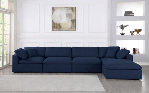 Carmen Cloud Modular Sectional In Navy Linen Fabric
