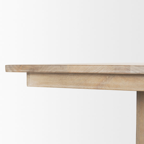 Shivon 84" Rectangular Light Brown Mango Wood W/ Travertine Dining Table