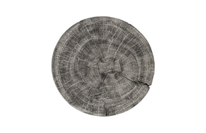 Curved Wood Stool, Thin, Gray Stone