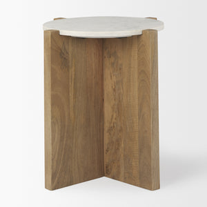 Bianca Wood and Marble Accent Table