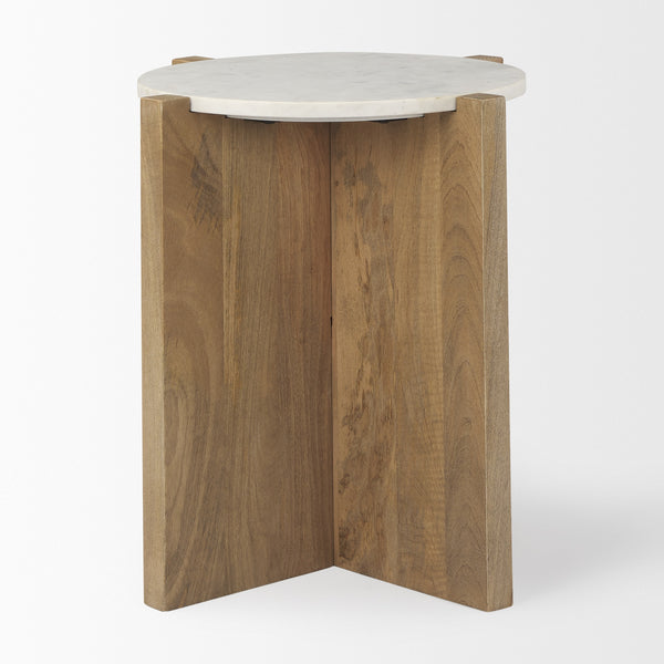 Bianca Wood and Marble Accent Table