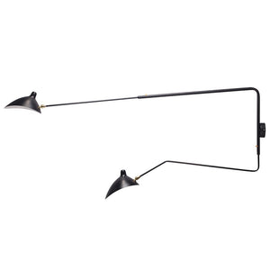 Astrom Two Armed Wall Lamp in Black w/ Brass Accent