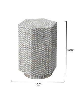 Brando Mother of Pearl Textured Hexagon Side Table