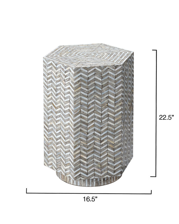 Brando Mother of Pearl Textured Hexagon Side Table