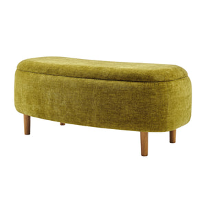 Leony Chenille Storage Bench, Seneca Olive 