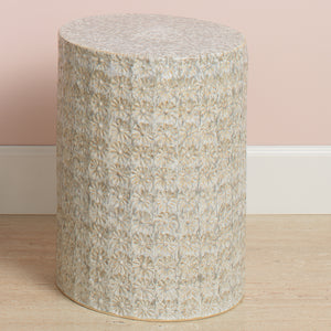 Wildflower Indoor/Outdoor Ceramic Side Table, Cream