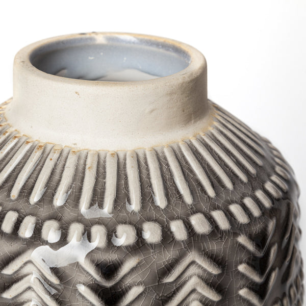 Riker I Small Dark Gray Cream Ceramic Vase