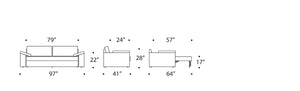 VILANDER SOFA BED, CUSHION ARMS, 57"X79"