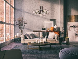 Parsons 9 Light Chandelier in Matte Black + Brushed Nickel Finish