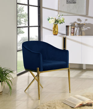 Doris Dining Chair In Navy Velvet and Gold