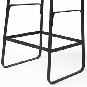 Conan 25" Seat Height Brown Wood Seat Black Metal Frame Counter Stool