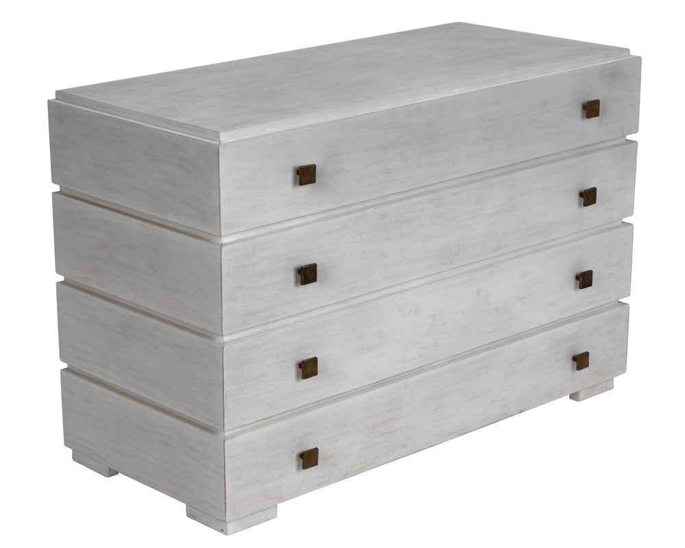 Hofman Mahogany and Veneer Dresser with Brass Pulls in White Wash Finish