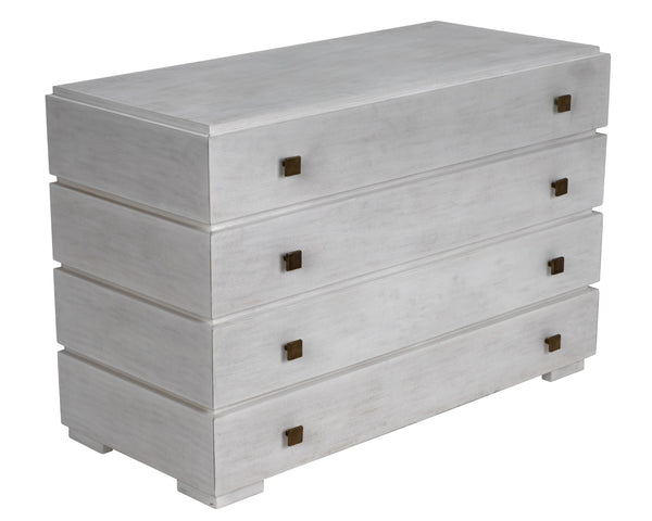 Hofman Mahogany and Veneer Dresser with Brass Pulls in White Wash Finish