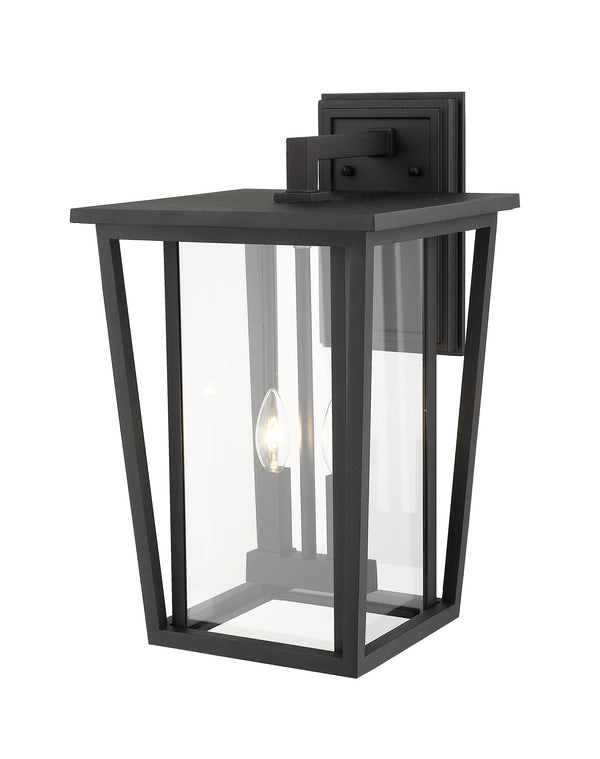 Seoul 2 Light Outdoor Wall Sconce in Black Finish