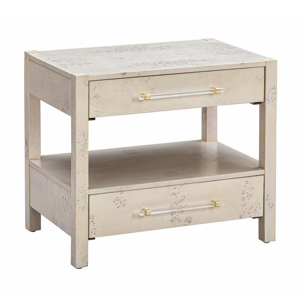 Brandyss White Burl Nightstand