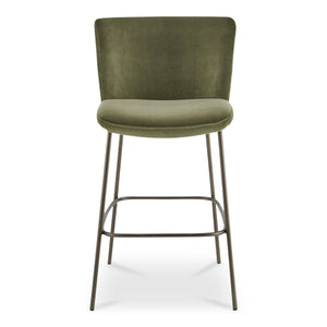 Moe's Early Bar Stool in Green Faux Mohair
