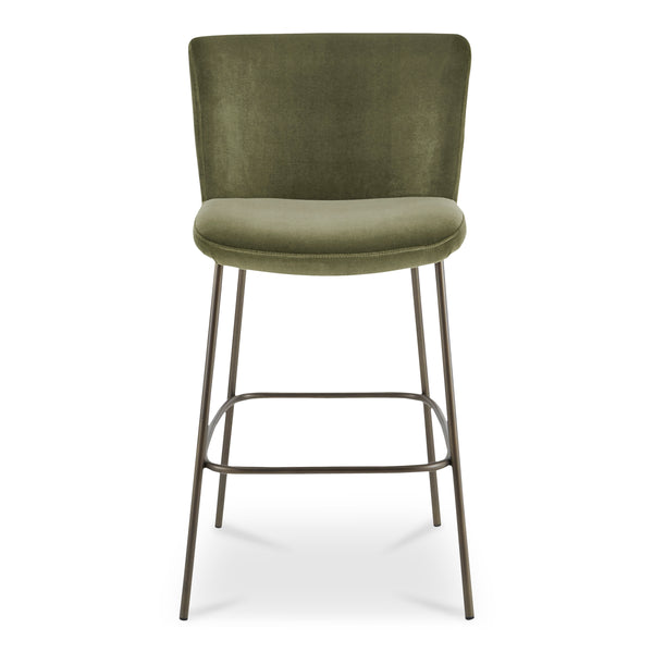 Moe's Early Bar Stool in Green Faux Mohair