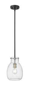 Bella 1 Light Mini Pendant in Matte Black + Brushed Nickel Finish