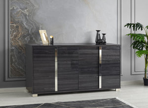 Giulia Night Stand Right Facing in Glossy Gray