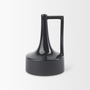 Burton 11.6H Medium Glossy and Matte Black Ceramic Jug Vase
