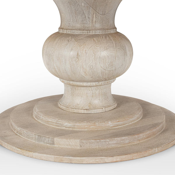 Hera Solid Wood Dining Table with Pedestal Base - Creamwood