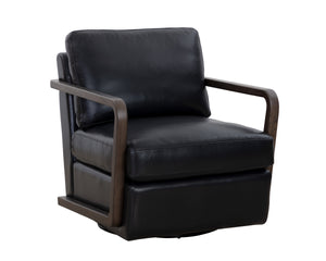 CASTELL SWIVEL LOUNGE CHAIR - BROWN - CORTINA BLACK LEATHER