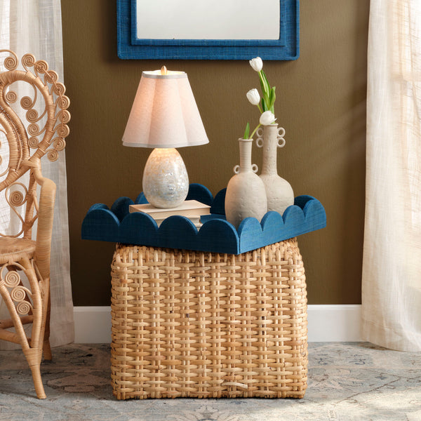 Hand-woven Natural Rattan Large Ottoman