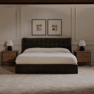 Rene Nightstand in Brown with Iron Legs