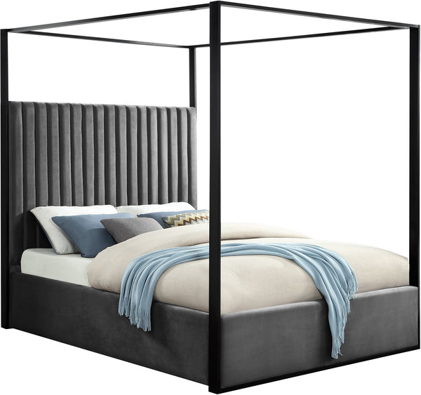 Daniel King Bed In Grey Velvet