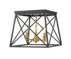 Trestle 3 Light Flush Mount in Matte Black + Olde Brass Finish