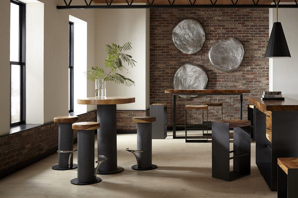 Iron Frame Bar Stool, Chamcha Wood, Natural