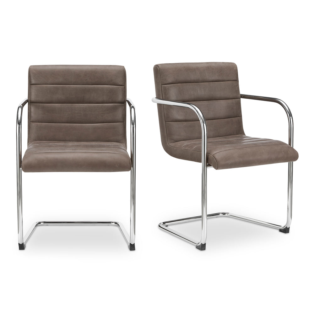 Pedro Dining Chair Dark Brown Leather Set of Two