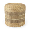 Maya 17.7L x 17.7W x 17.7H Light Brown W/Medium Brown Stripes Seagrass Round Pouf