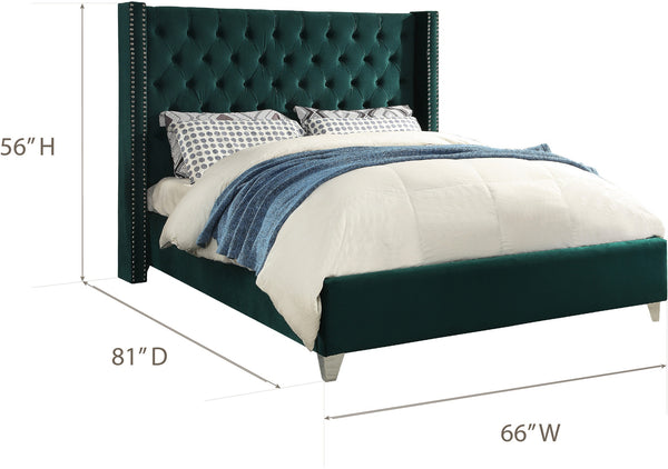 Isabel Full Bed In Green Velvet
