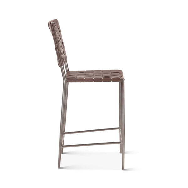 Copenhagen 17" Buffalo Leather and Iron Counter Chair, Brown