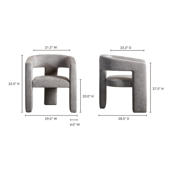 Elo Armchair in Light Grey with Plywood Frame