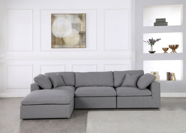 Carmen Cloud Modular Sectional In Grey Linen Fabric