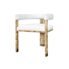 MODERN CHAIR IN BURL WOOD WITH WHITE LINEN UPHOLSTERY