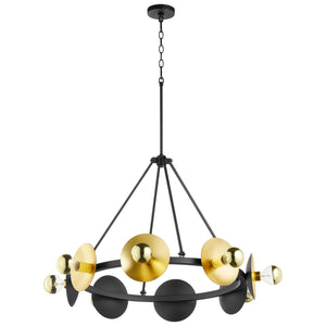 Artemis Chandelier in Noir and Gold Leaf